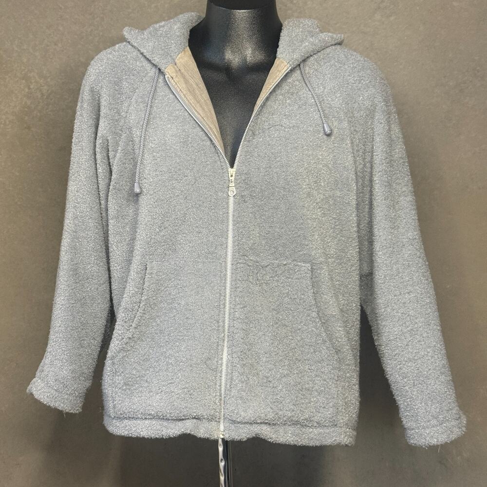 Vintage Sandro Sportswear Women's Grey Fleece Full Zip Hoodie Jacket Size 14 US